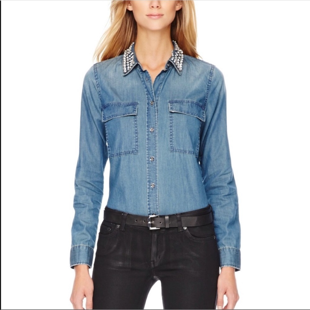 Michael Kors Rhinestone Denim Top